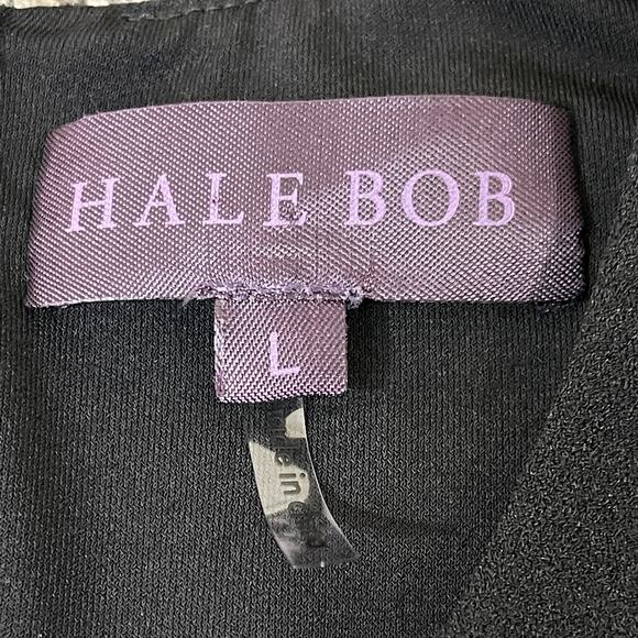 Hale Bob Dress Womens Size Large Bodycon Midi Dress Cocktail Black Animal Print - Picture 2 of 13